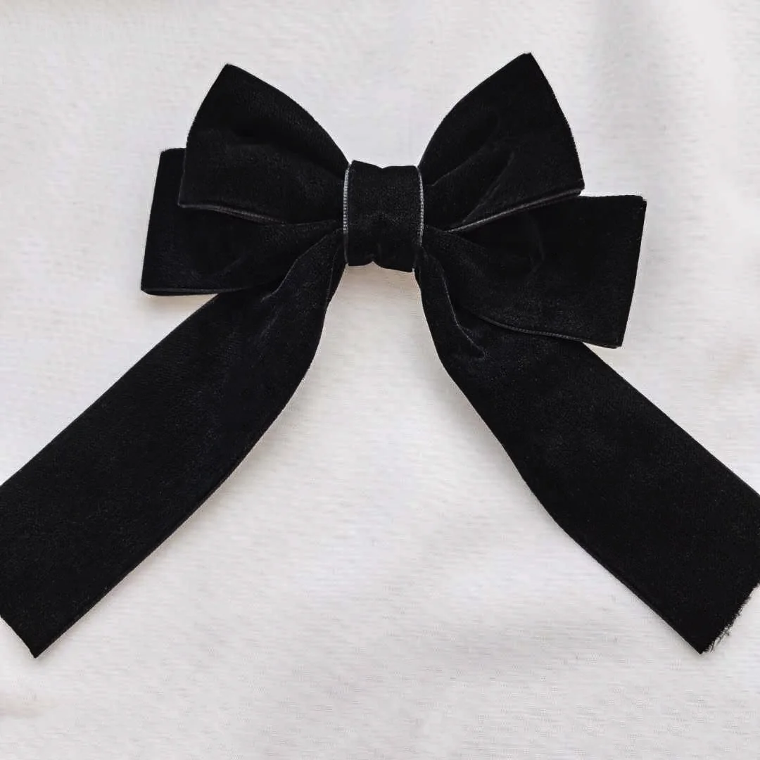 
2020 Fashion Hair Clip Headdress Bow Tie Duckbill Clip Black Velvet Hair Accessories For Girls 