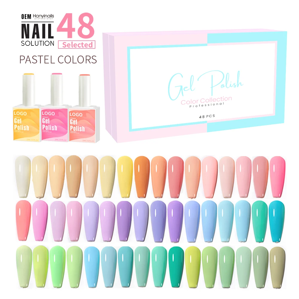 Hanyinails High Pigment 48 Mixed Colors Customized UV Gel Polish Nail Kit