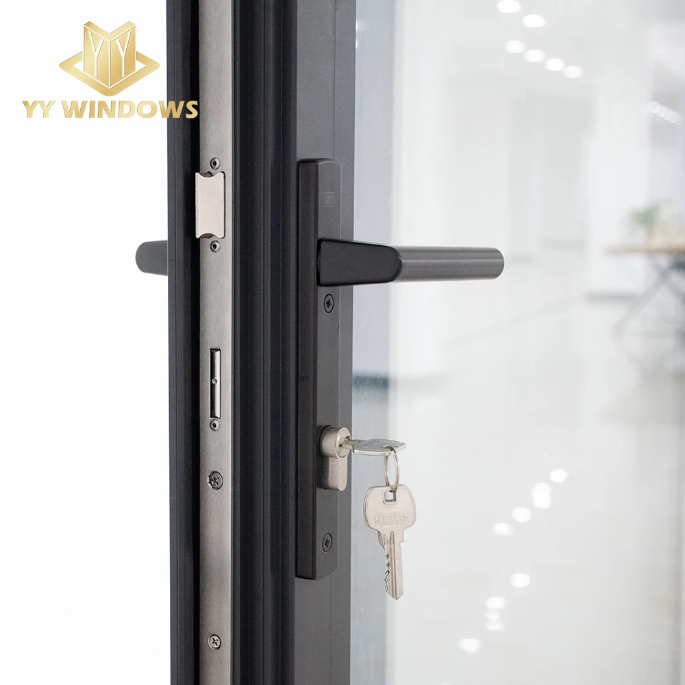 Triple Glass With Blinds Inside Aluminum Highly Energy Efficient With Thin Bezel  Casement Louver Swing Door