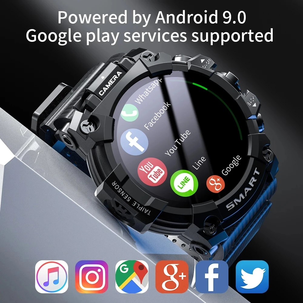 LOKMAT APPLLP 6 Smart Watch 4G Wifi 1.6 Touch Screen Sports Smartwatches GPS with Video Phonecall Heart Rate Monitor Android 9