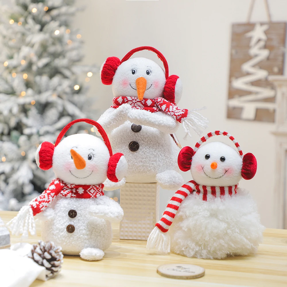 Christmas Supplies Holiday Ornaments Crafts Red Scarf Christmas Snowman Christmas Decorations Dolls