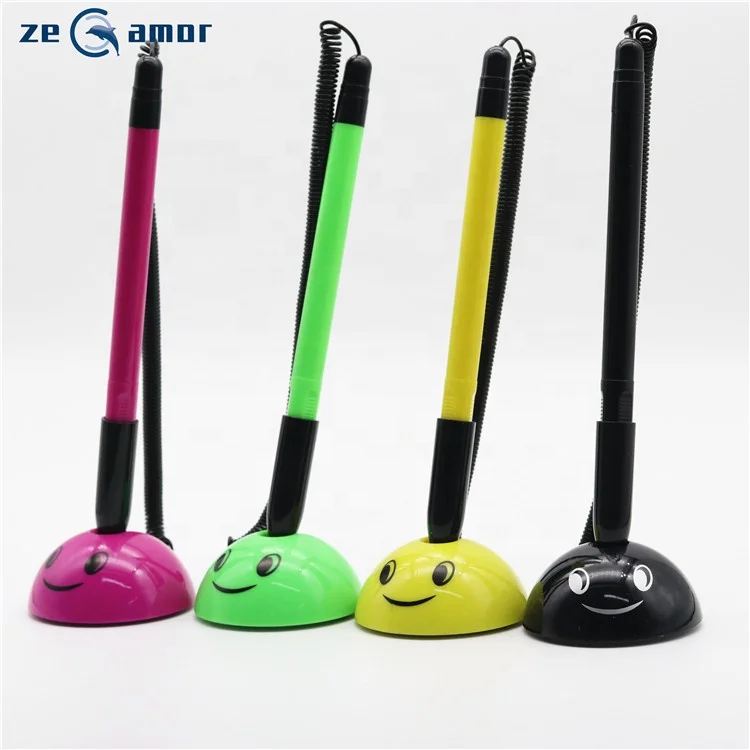 Zeamor Logo Customization Bank Counter Desk Stand Pens Stick In Hotel Table Pen With Chain