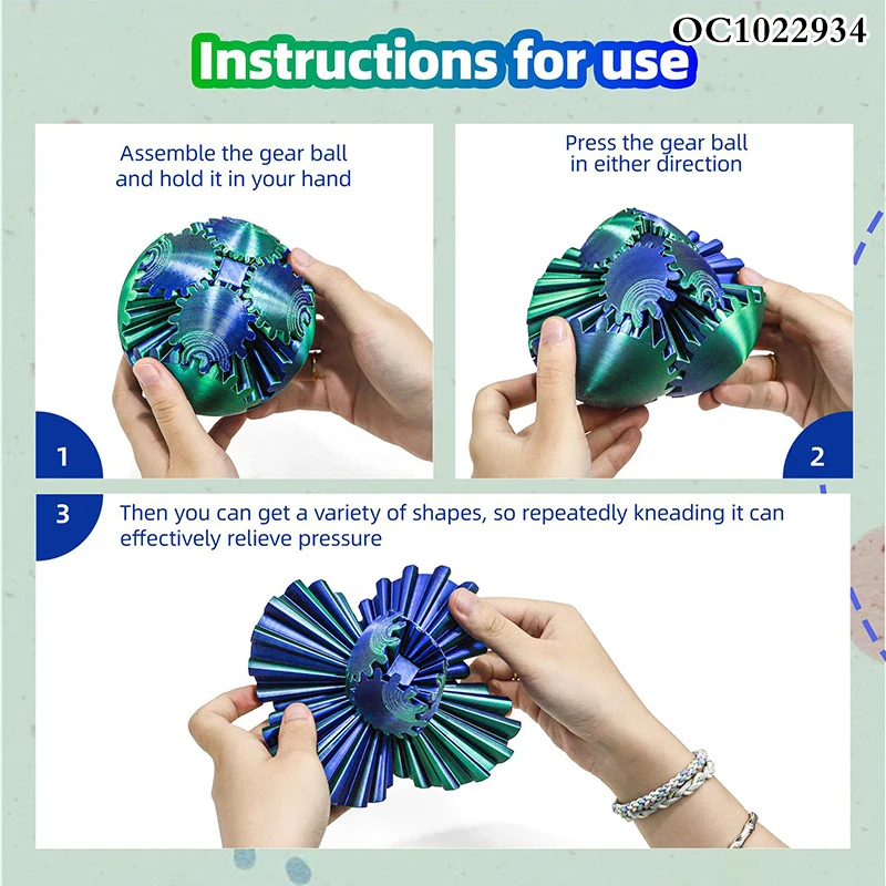 New Novelty Toy 2024 3d Printing Gear Ball Custom Fun Stress Relief Toys Relieving for Adults