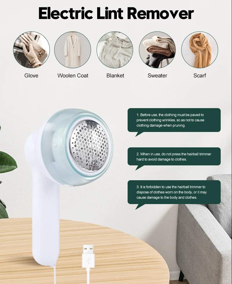 Custom Carpet Lint Cleaner 6-Leaves Electric Fabric Lint Remover for Sofa