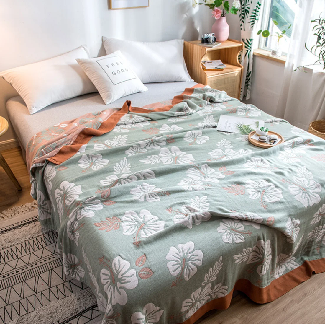 60% Bamboo 40% Cotton Knitted Large Towel Bed Sheet Thin Quilt Sofa Blanket