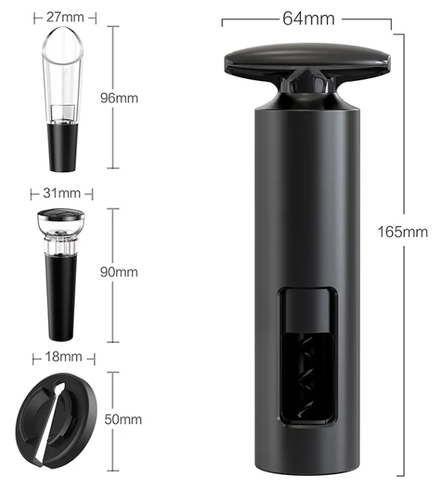 Black Fashionable Wine opener Set Special Design Manual Wine Corkscrew for Travel
