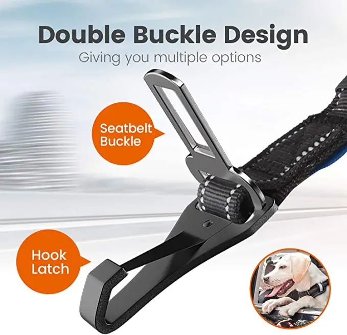 Custom Logo Black Retractable Adjustable Pet Supplies Attractive Design Pet Cat Dogs Safety Leads Seat Belt For Vehicle Car