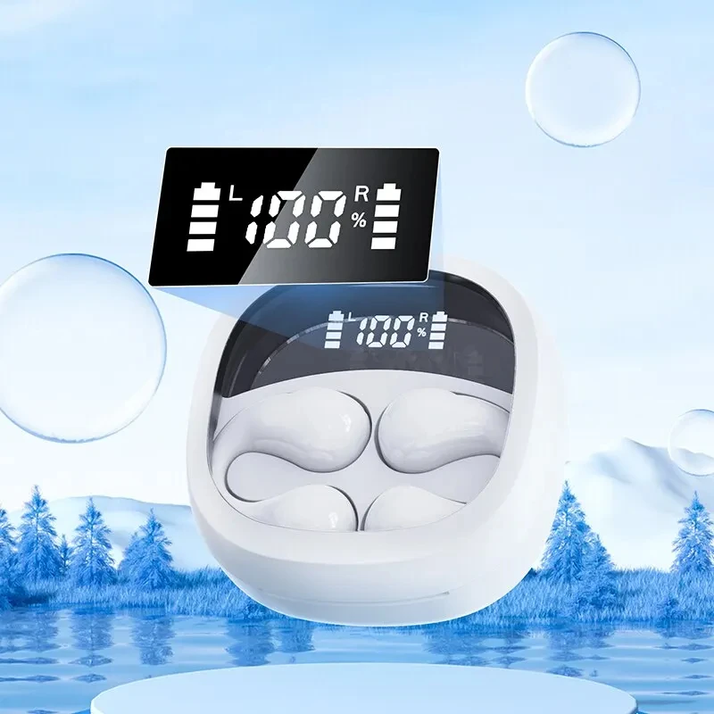 Clip-on Wireless Bone Conduction Headphones Headset Audio Equipment Open Ear Sports Stereo Ear Clip With Mic Earbuds