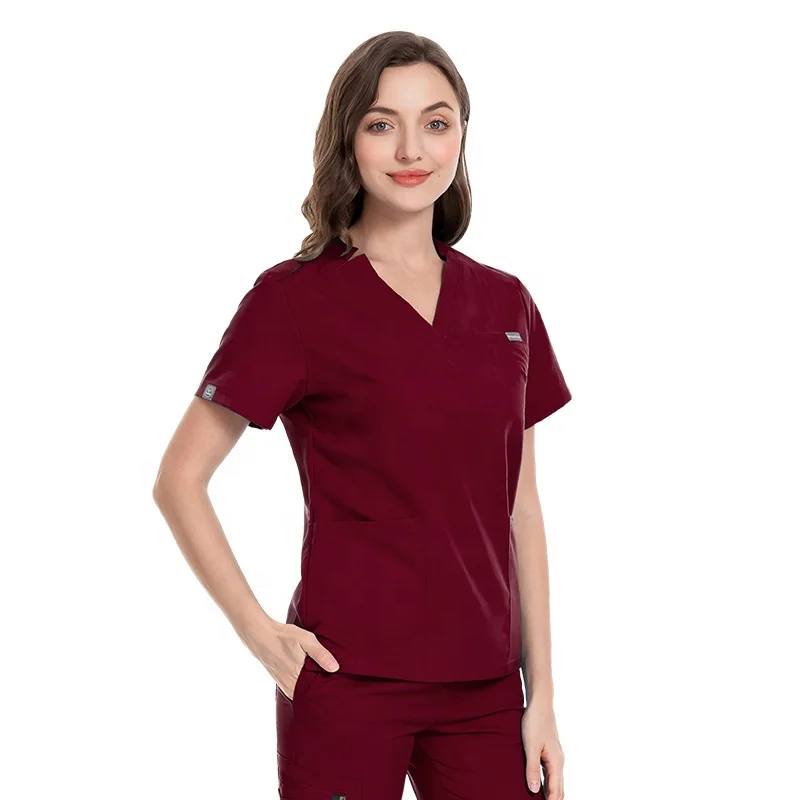 oem logo nurse uniforms for women men scrubs suits v neck short sleeve doctor hospital uniform sets top jogger pants scrubs