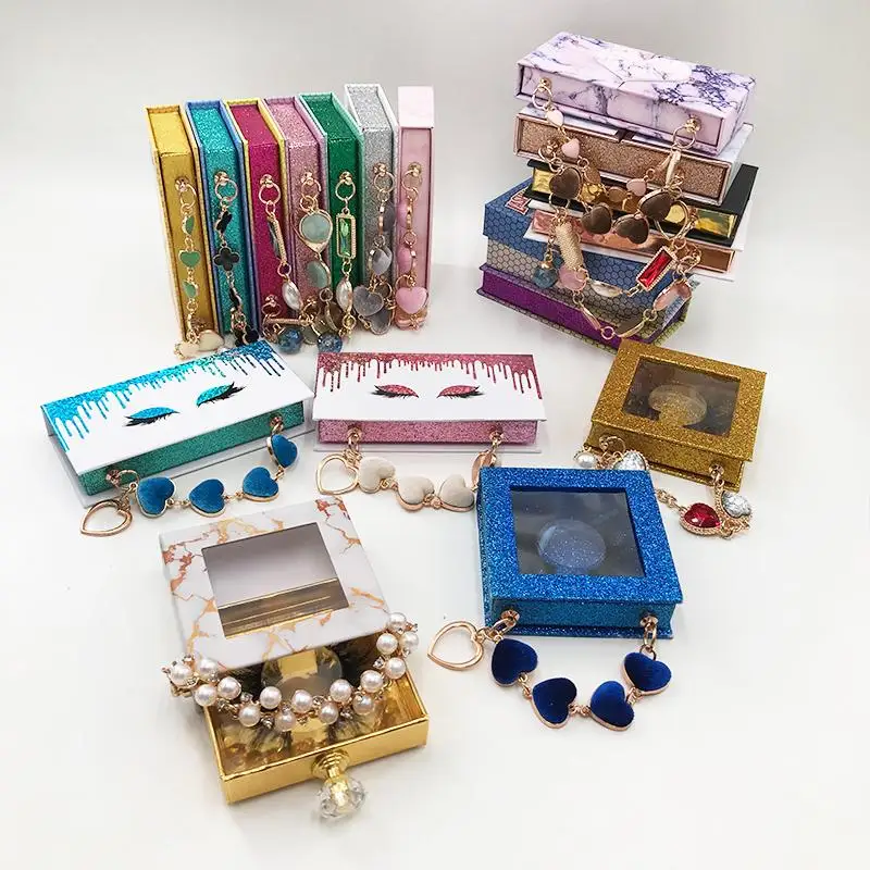 Wholesale 25mm Mink Eyelashes Butterfly Eyelash Box Empty Glitter Magnetic Lash Box with Chain