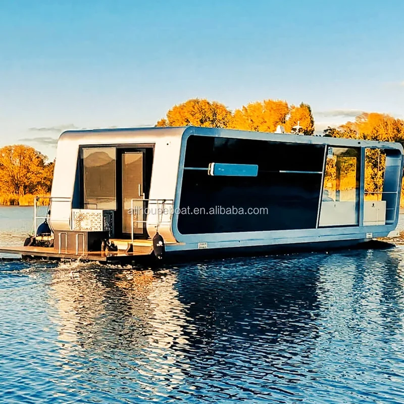Allhouse Hot Sale Floating Trailerable Houseboats Mini Houseboat Kit Aluminium Hull Aluminum Pontoon House Boats