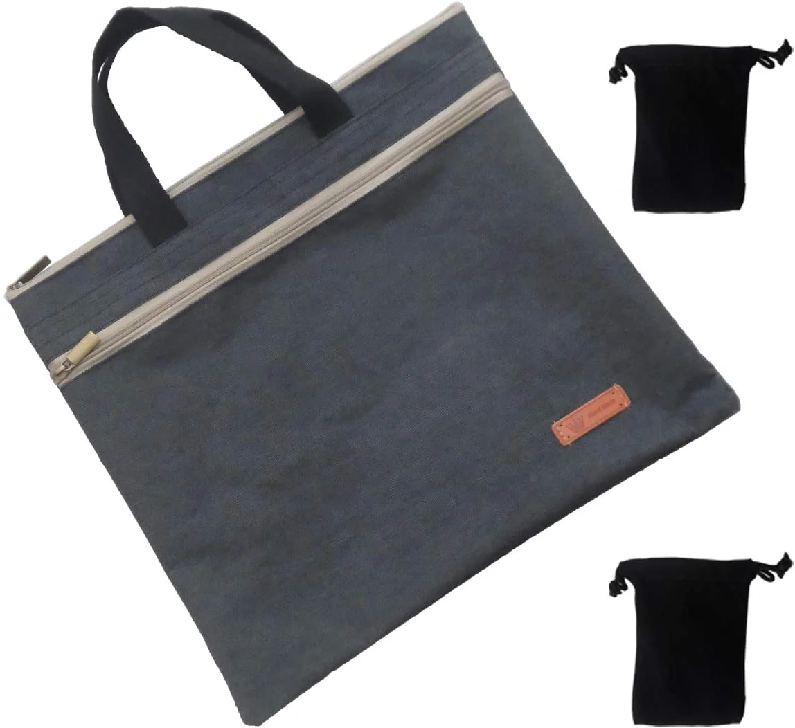 Gelory Paper Files Notebook Organizer Bag Waterproof Zipper Document Bag with Handle and Meeting Office Organizer Briefcase