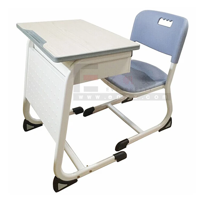 High Quality University College School Furniture Student Desk and Chair for 1-seater with Booknet