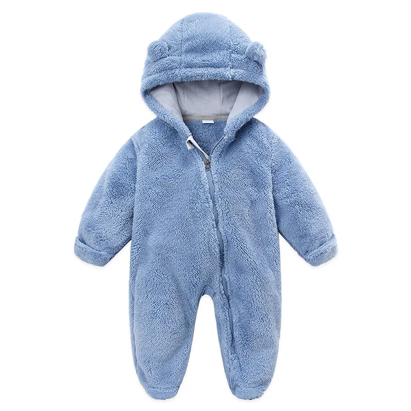 Fashion Thick Warm Children Winter Wear Fleece Baby Jumpsuit Overalls Girls  HoodedFooted Toddler Pajamas Bodysuit