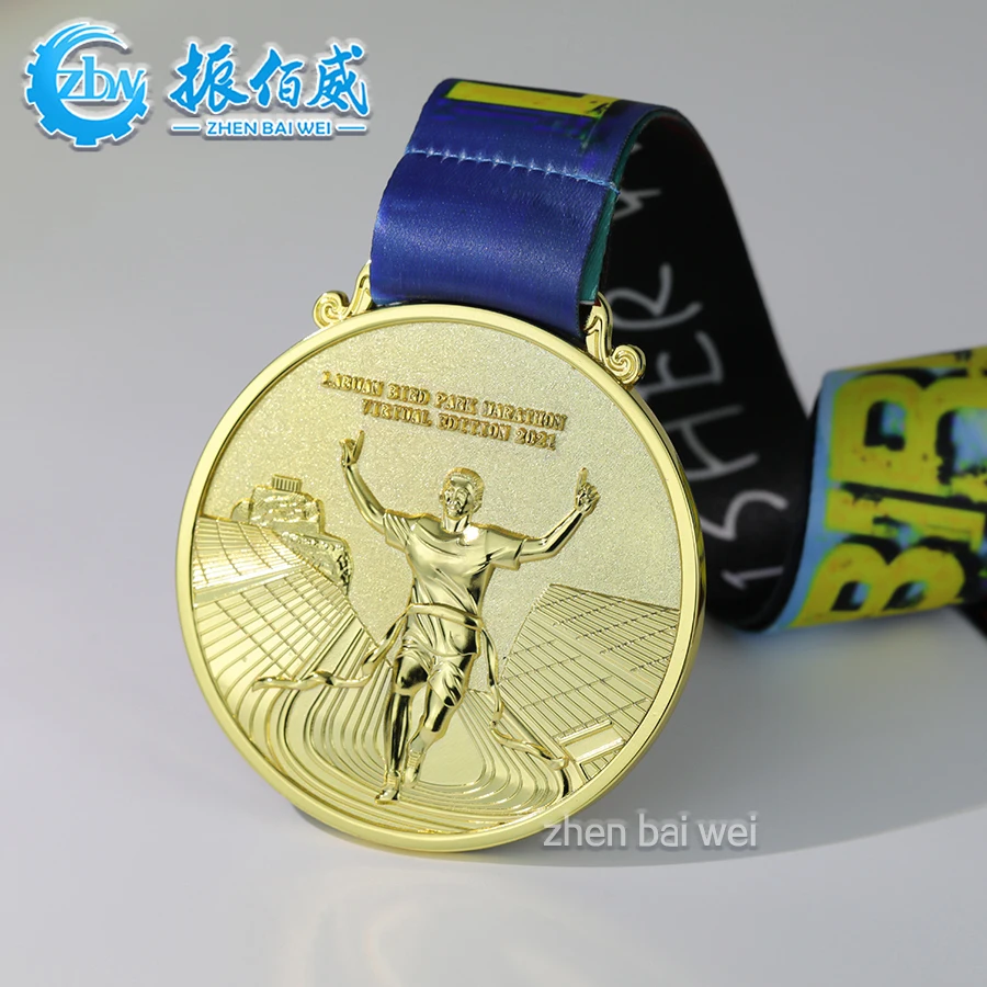 Wholesale Cheap Design Your Own Blank Zinc Alloy 3D Gold Award Marathon Running Custom Metal Sport Medal
