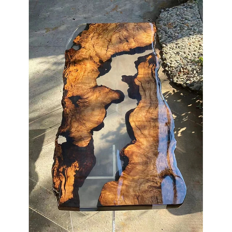 Factory Wholesale Custom Epoxy Resin Tables For Dining Room Furniture Fir Wood Slab With Crystal Clear Epoxy