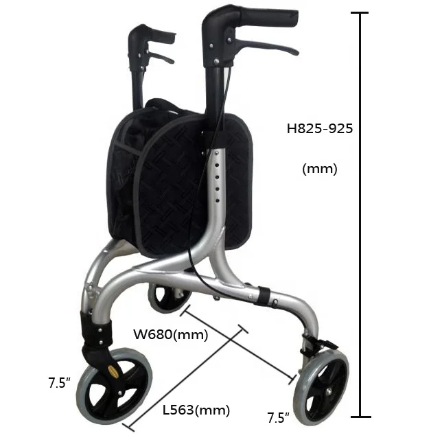  Медицинская 3-х колесные диски ходунки алюминиевый маленькая Rollator 115 кг грузоподъемность TRB01 бокал для