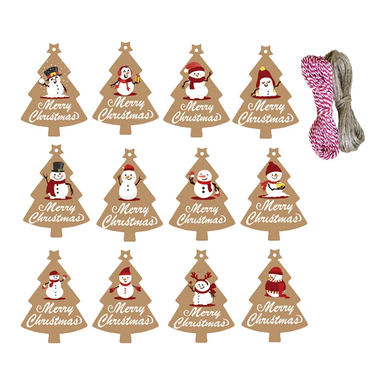 Рождественские Мультяшные коричневые картонные подарочные бирки из крафт-бумаги по индивидуальному заказу