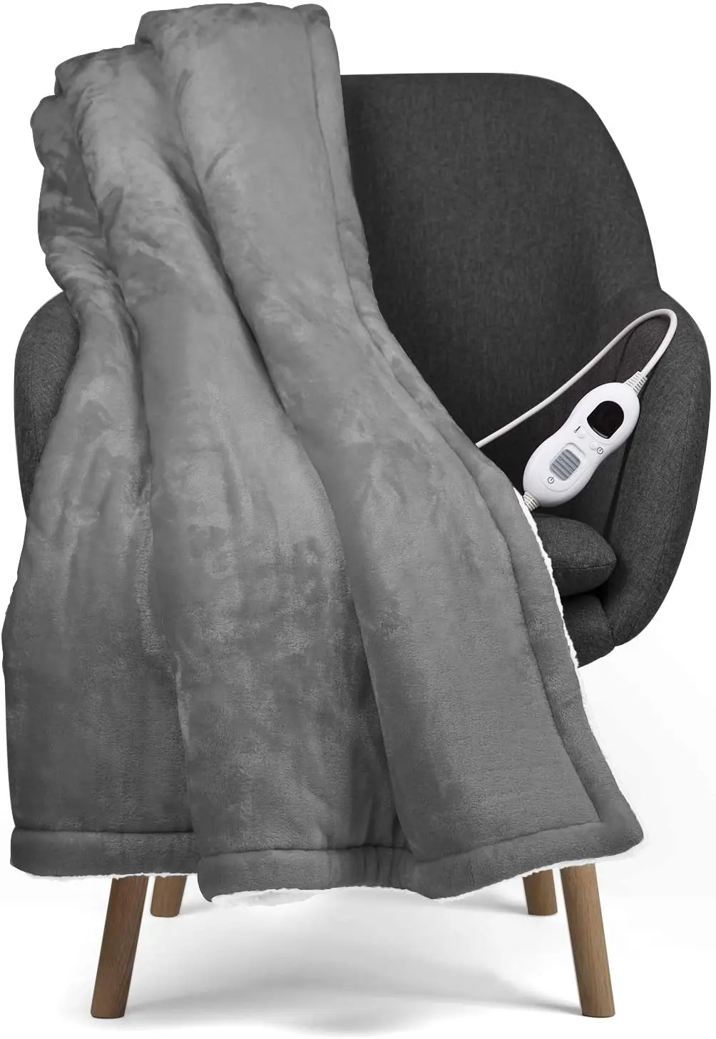 Winter warming Electric blanket, Sherpa Fleece Heated Throw Blanket wine red