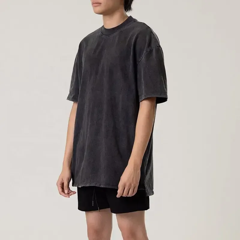 Hot sell long tall plus size t shirt vintage style hip hop t-shirt unisex advanced organic cotton acid washed t shirt