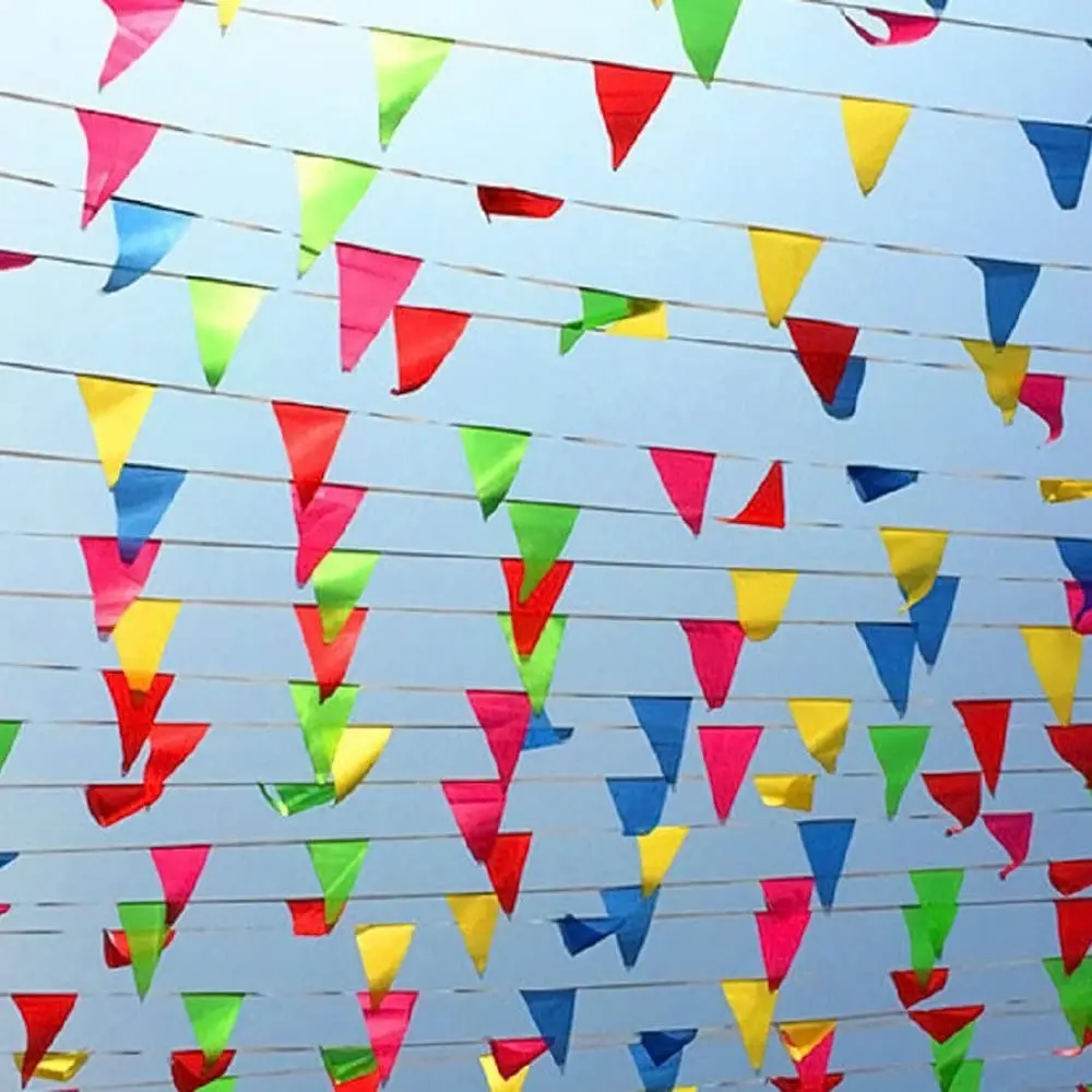 8*11 Inch Triangle Flag Banner - Multi-Color Bunting Flag - Birthday Party Grand Opening Christmas Decoration