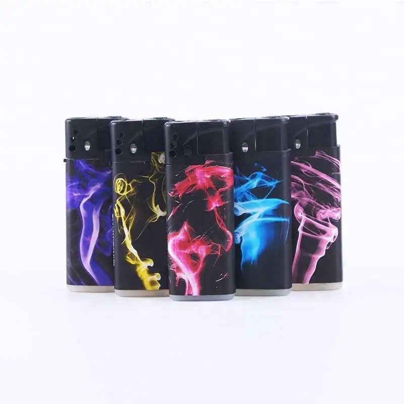 Custom Logo Indoor Kitchen Different Color Pattern Refillable Plastic Lighter