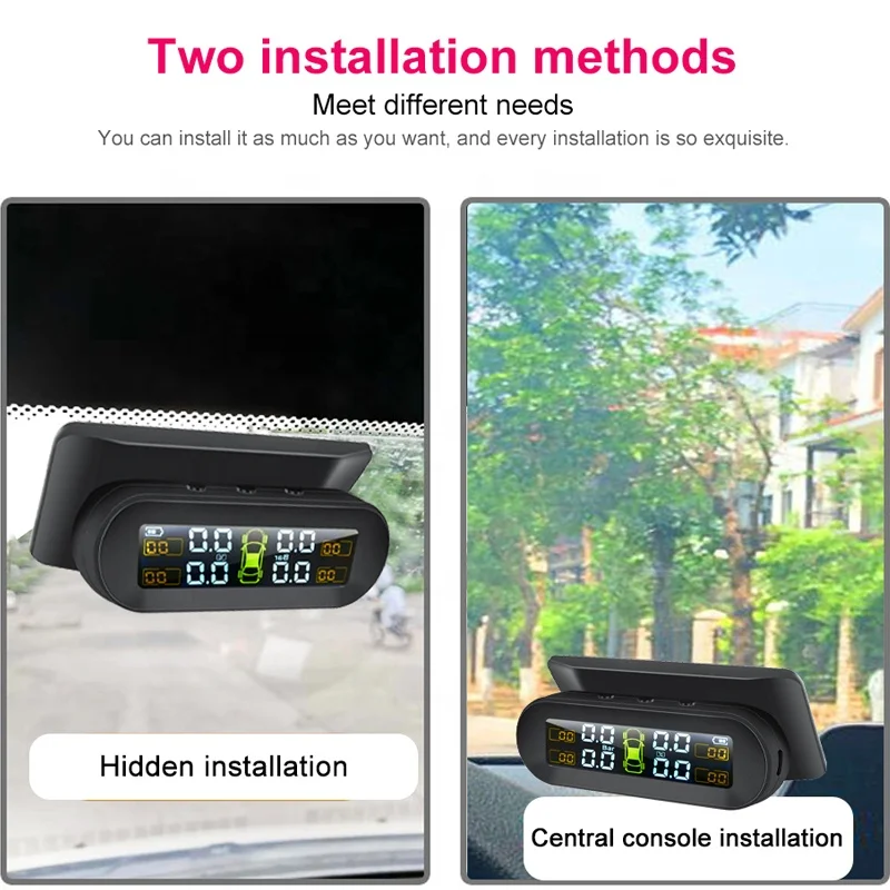 YLY TPMS Solar Power TPMS Car Tire Pressure Alarm Monitor Auto Security System Tyre Pressure 360 Adjustable Temperature Warning