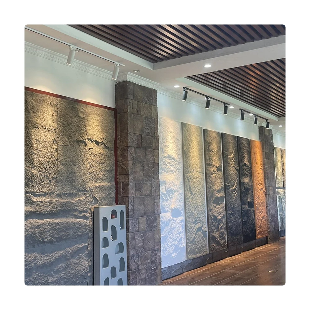 Free Sample PU Faux Artificial Light Weights Slate Stone Brick Wall Panels Stack Bond With Good Price