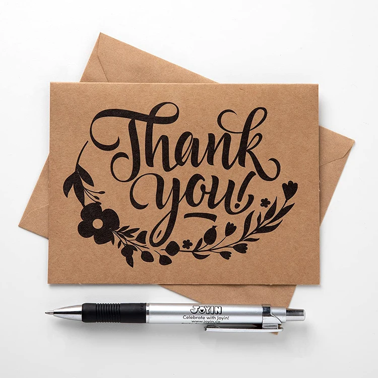 Wholesale recycled kraft paper baby greeting cards with envelopes