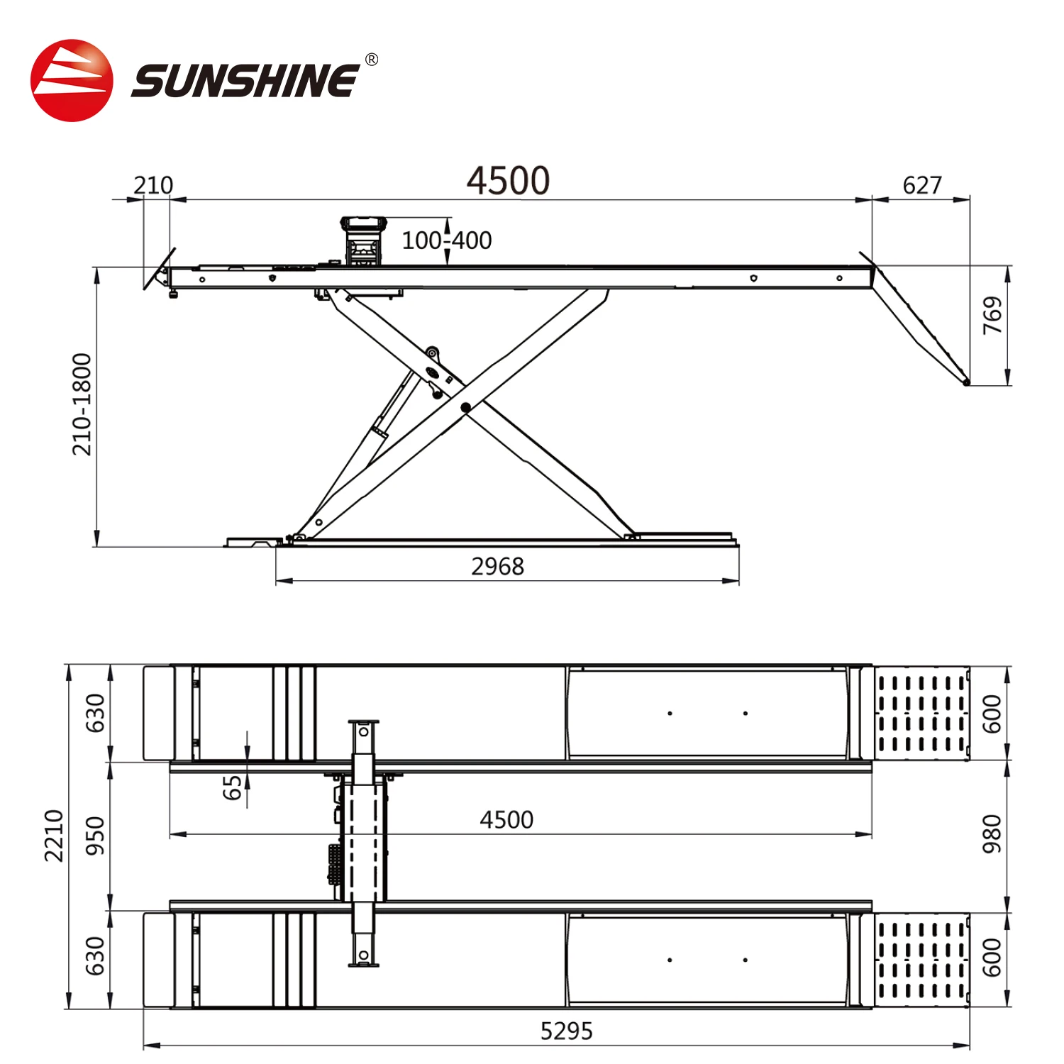 4.0T Low Profile Alignment Scissor Lift High LIfting Type