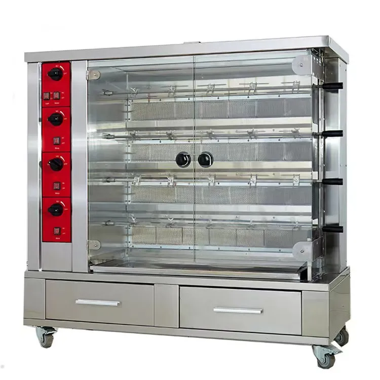 3 6 9-Rod Commercial Gas Chicken Rotisserie Stainless Steel Roaster Oven