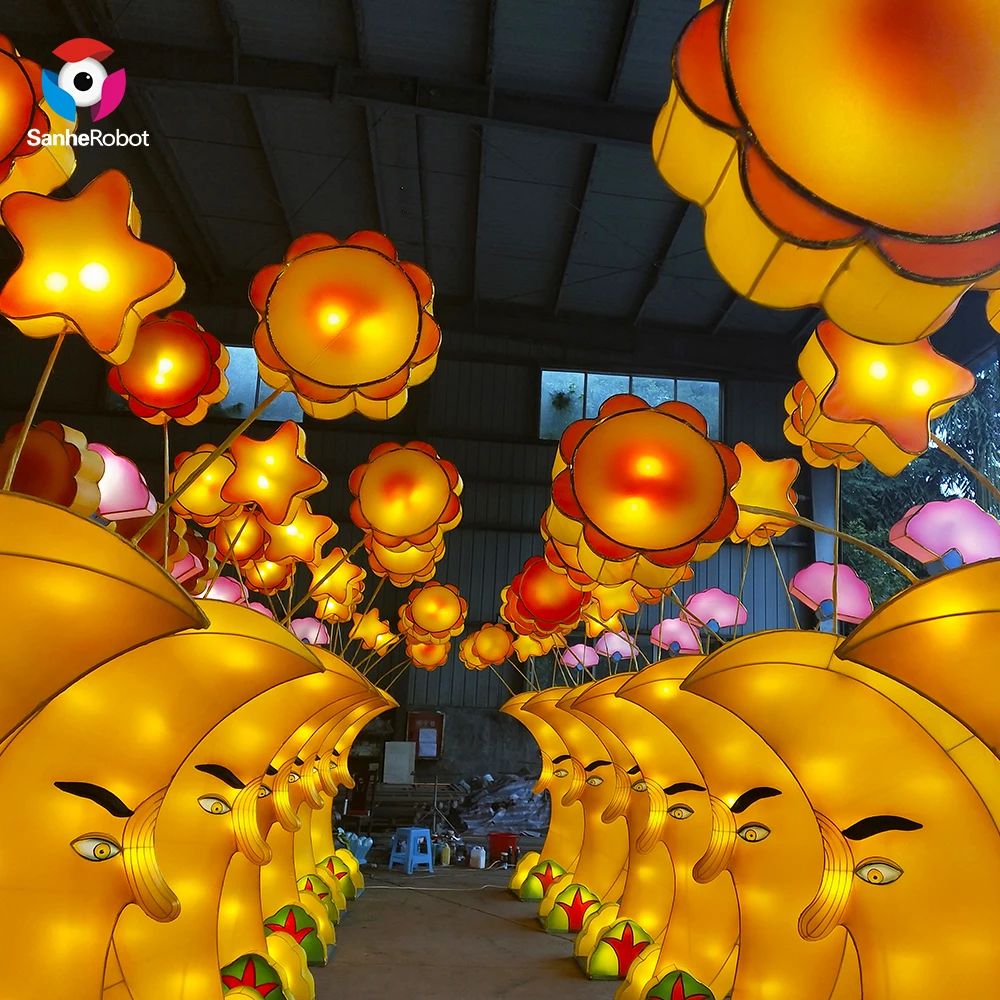 2021 Newest lantern props chinese silk lantern for for lantern theme park chinese new year festival mid autumn decoration