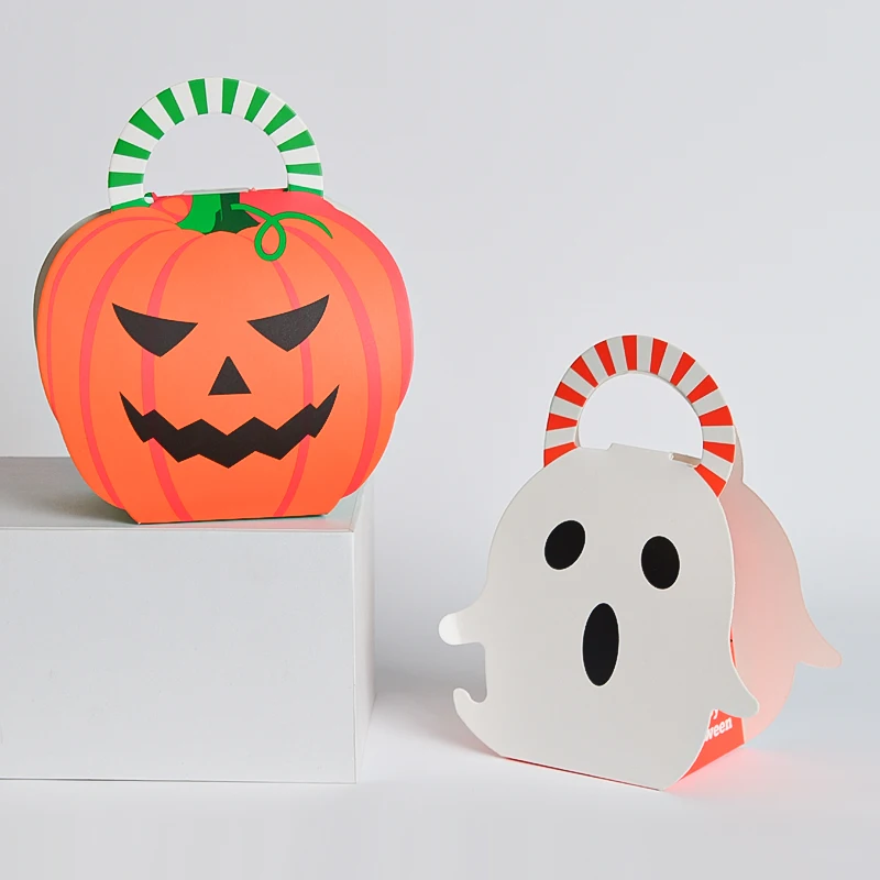 Cute Pumpkin Halloween Treat Boxes Halloween Party Candy Paper Boxes for Supplies Party Decoration