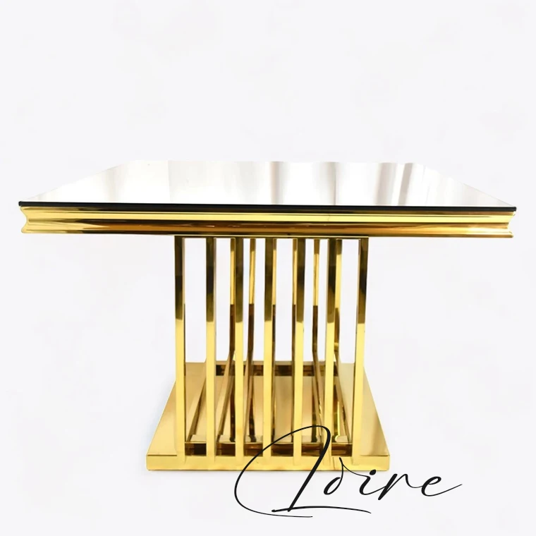 Luxury Event Cake Gold Stainless Steel Bar square Cocktail Table For Hotel Wedding Rental Wedding Banquet Furniture