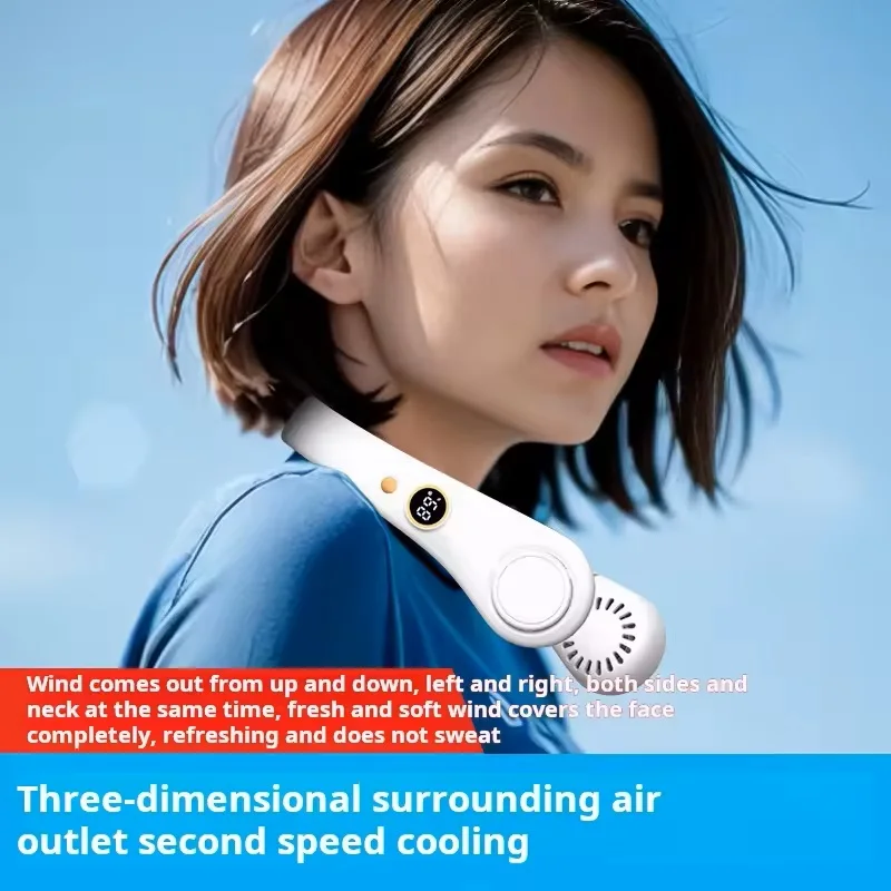 Wholesale Neck fan blade free portable outdoor hands-free rechargeable 2000mAh battery for both male and female use