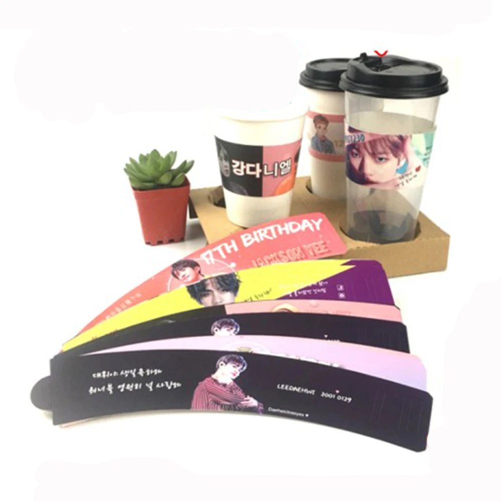 Kpop Custom Printing Pvc Transparent plastic cup sleeves with Gift Heat insulation cup holder kpop cupsleeve