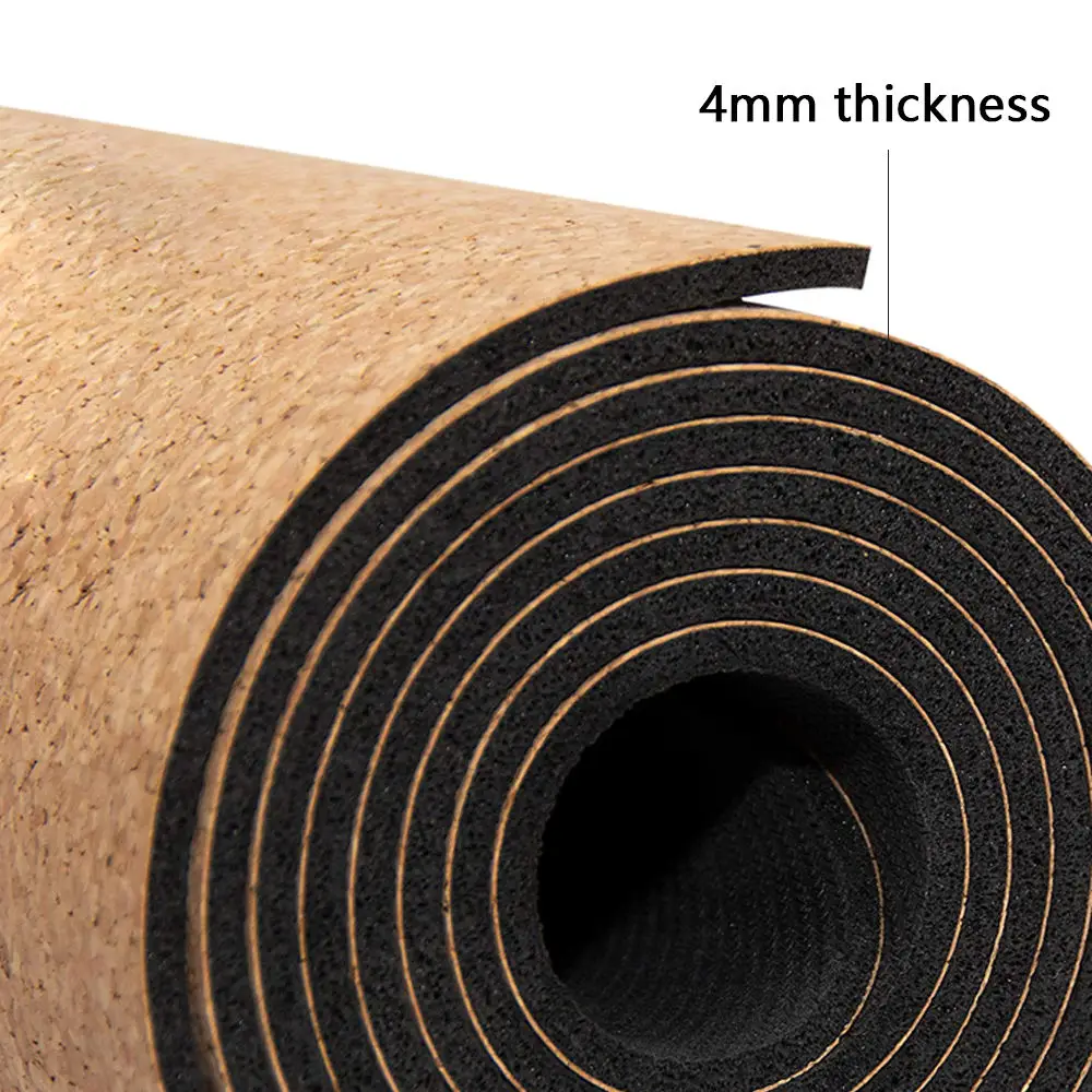 Extra Large Thick Non-Toxic Premium PVC Rubber Backing Natural Sustainable Resists Germs Odor Cork Yoga Mat