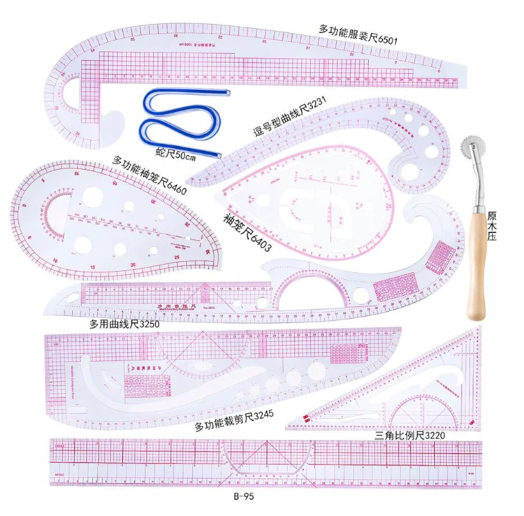 Multi-Function Grading Sewing Kit Armhole Curve Ruler Set  Sewing Kit Armhole Curve Ruler Plastic Scale Ruler