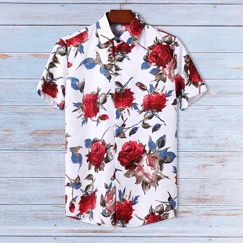 2023 Resort Spring Summer Shirt For Men Custom Printed Graphic Beach Hawaiian Short Sleeve Mens Hawaiian Shirt