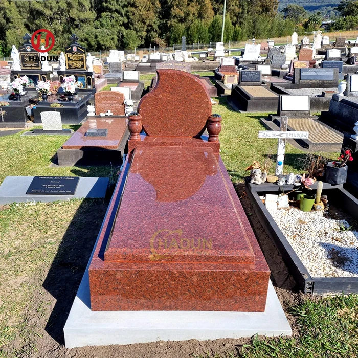 French Style Tombstone Monument Multicolor Red Granite