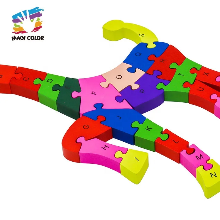 2023 Wholesale educational toy non-toxic wooden giraffe shape puzzle for kids W14I015