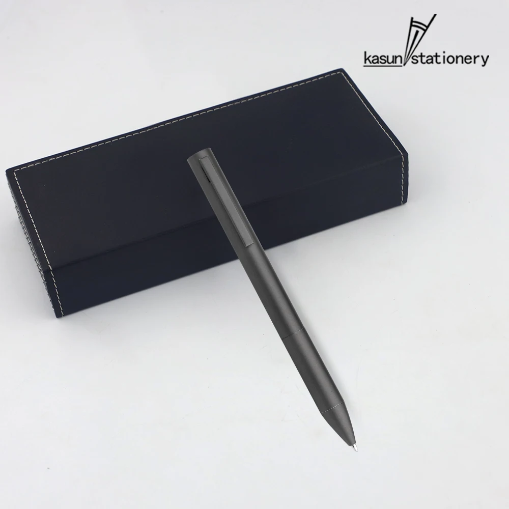 Simple Style Matte Black/Gun Black Grey Metal Ball Point Pens Twist Pen with Paper Gift Box