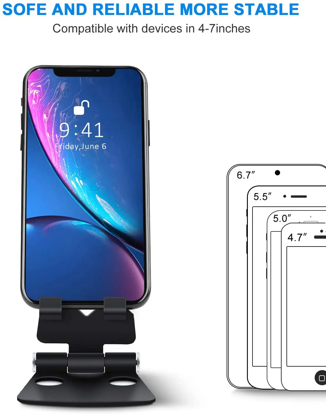  Adjustable tablet Stand Aluminum foldable mobile Holder with Anti-Slip Base and Convenient Charging Port phone holder
