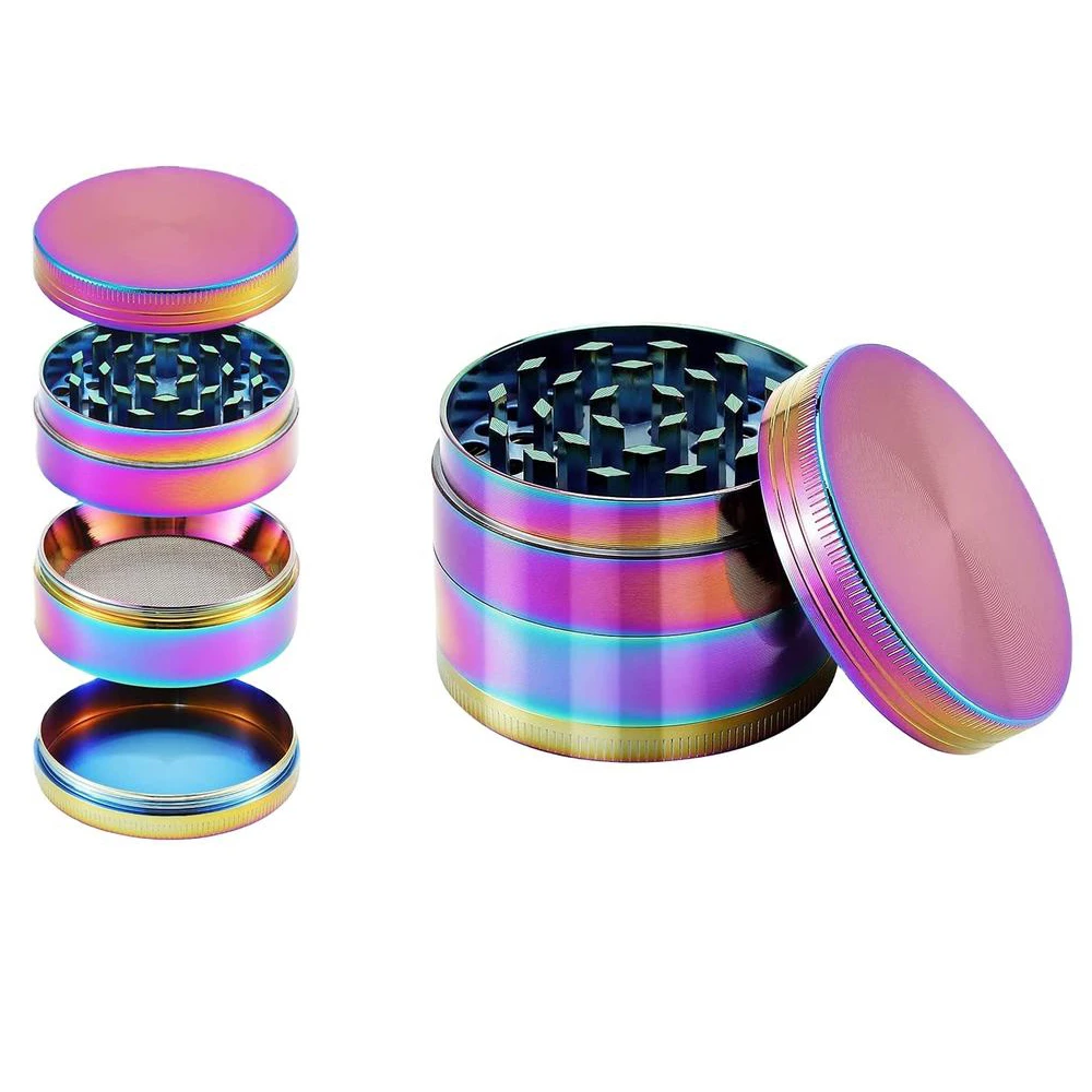 wholesale grinders OEM/ODM Custom logo 40mm 50mm 55mm 63mm 75mm metal herbal smoking 4 layers tobacco herb grinder