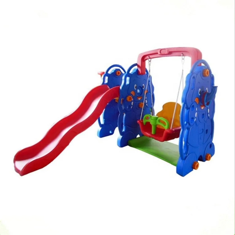 Wholesale multifunctional kids indoor cartoon playground equipment plastic cartoon slide and swing set