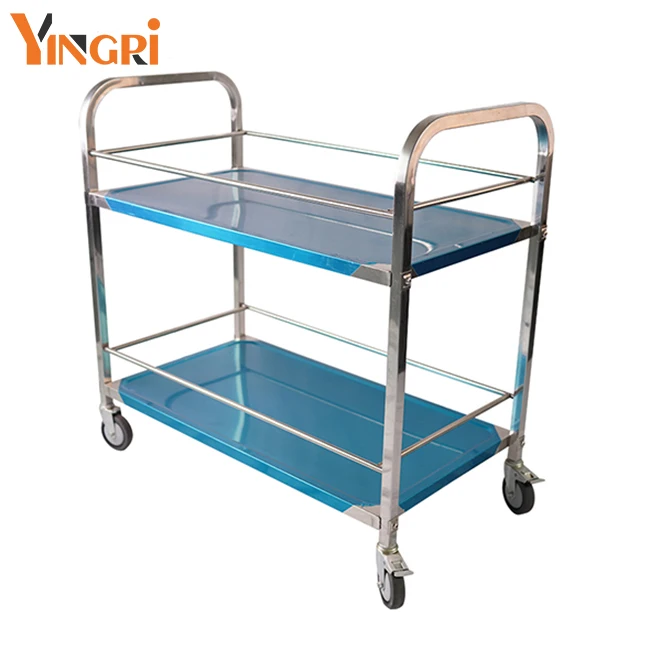 Stainless Steel Food Tray Tea Trolley Wheels Assembled Drinks Trolley