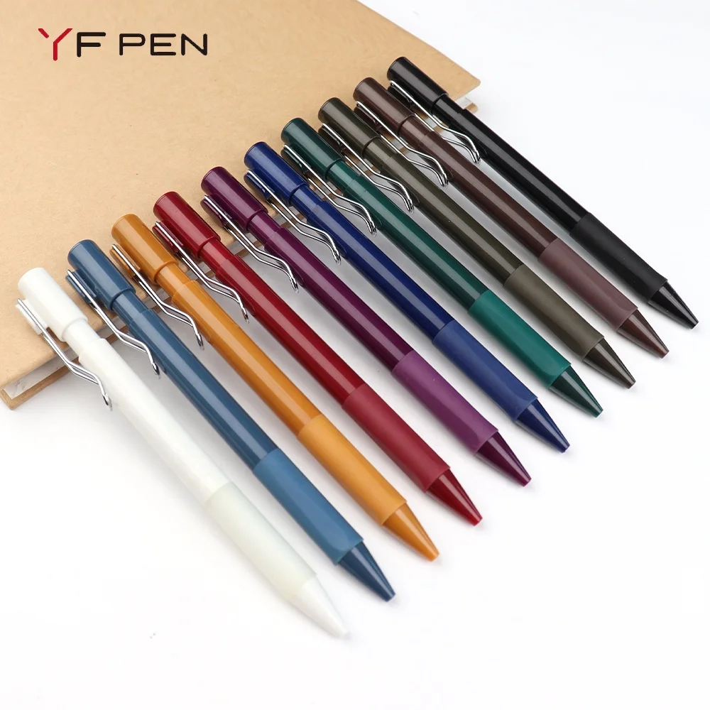 Ready To Ship New Promotional Steel Clip Plastic Logo Custom Retractable Ball Pen