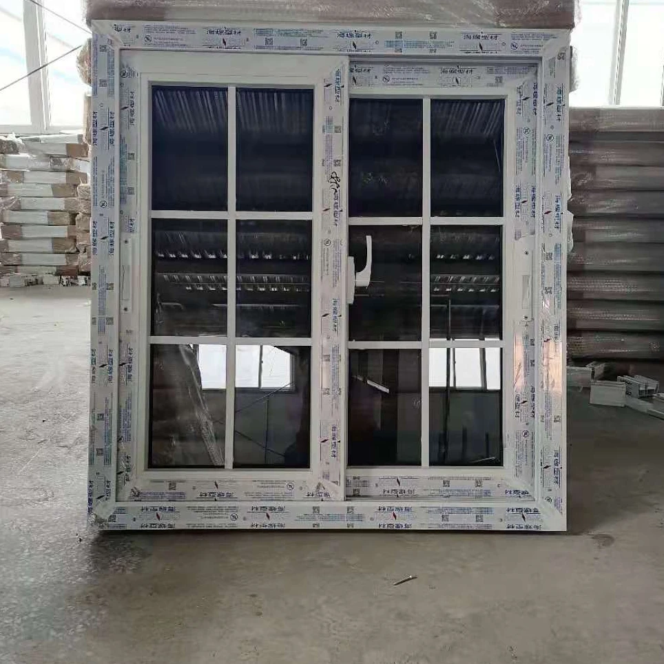 Top quality upvc pvc sliding window with grill design and mosquito net for house windows