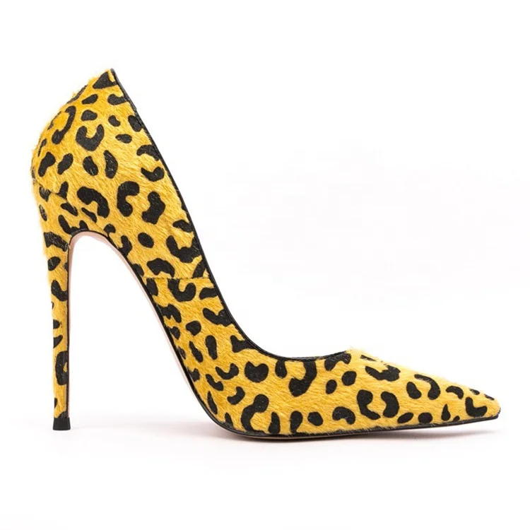 New colors yellow leopard print girls office pumps shoes 4.7 inches shoes women high heels
