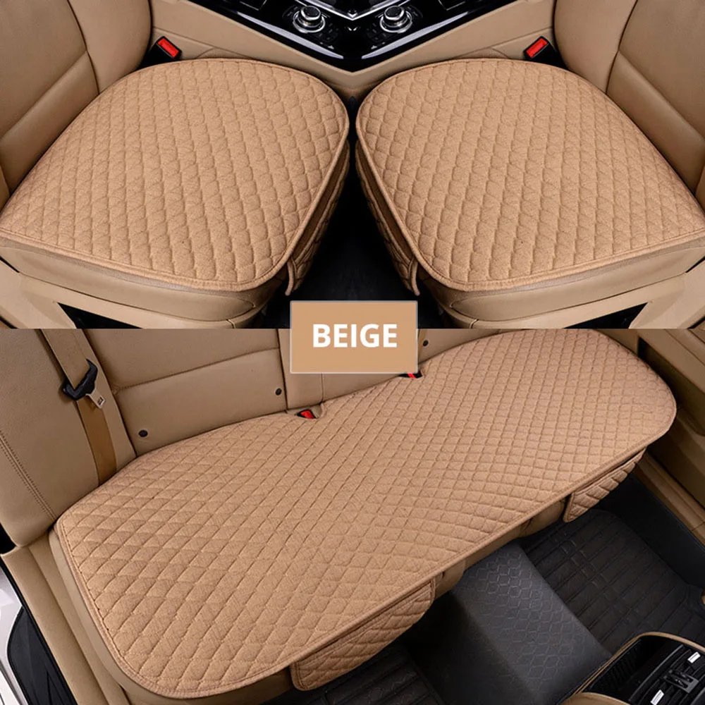 Universal Size Front Rear Full Set Linen Fabric  Anti-slip Car Seat Cushion